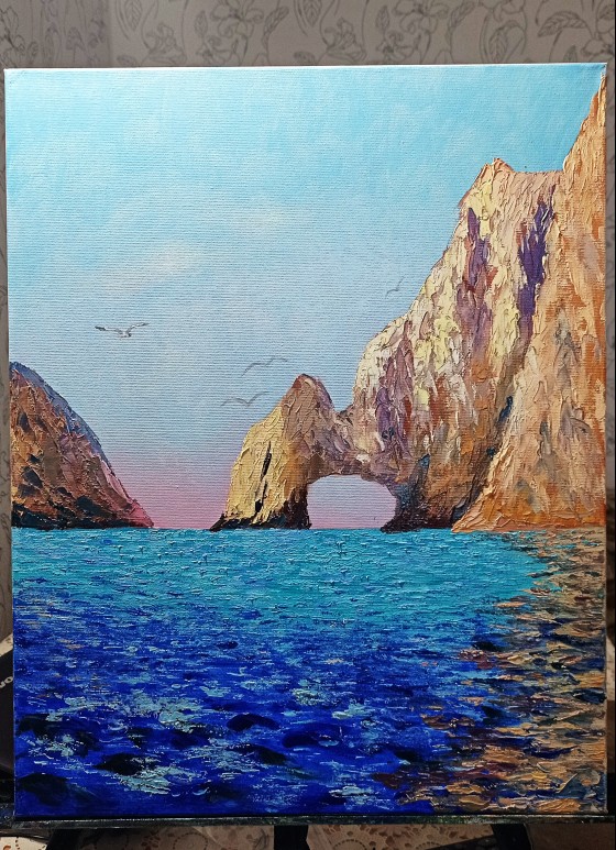 Картина маслом Море, солнце
