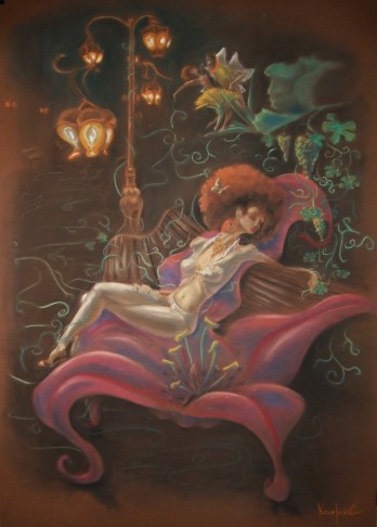 Картина пастелью Сон, навеянный грёзами