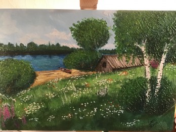 Картина акрилом У реки