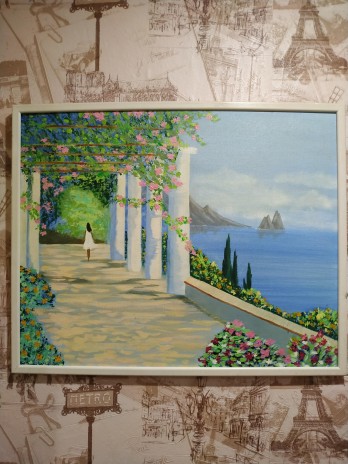 Картина акрилом Прогулка возле моря