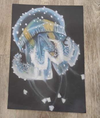 Картина пастелью Медуза