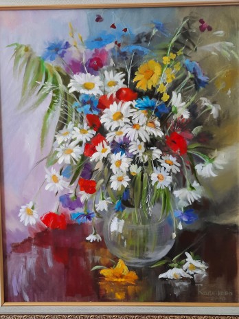 Картина маслом "Полевые цветы"