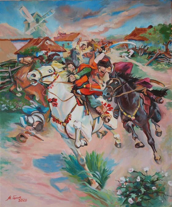 Картина маслом Бій Максима Кривоноса з Ієреміей Вишнивецьким