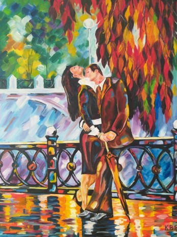 Картина маслом Влюблённые на мосту
