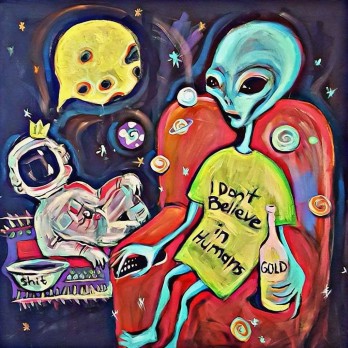 Картина акрилом I dont believe in human's 