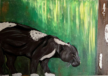 Картина акрилом Чёрная пантера