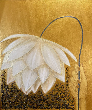 Картина акрилом Золотой лотос