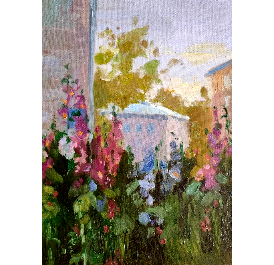 Картина маслом В моем дворе