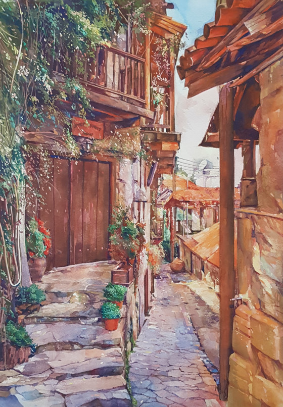 Картина гуашью Набережна