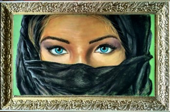 Картина пастелью "Синие глаза"