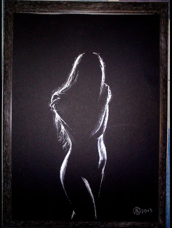 Картина пастелью Голая ночь