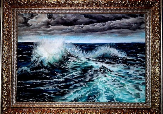 Картина пастелью Прибой