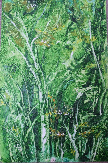 Картина в смешанной технике Весенний лес