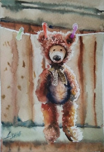 Картина акварелью Мишка.