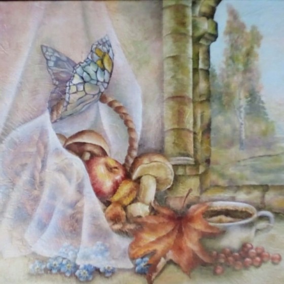 Картина маслом Дары осеннего леса.