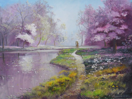 Картина маслом Цветение плодовых деревьев