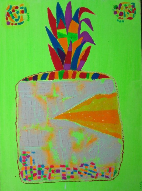 Картина акрилом Ананас. полотно, акрил. 75 х 55