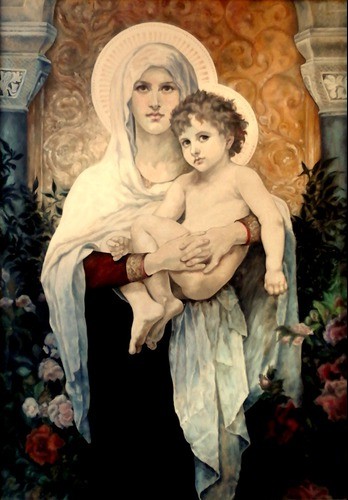 Картина маслом Богородица с розами