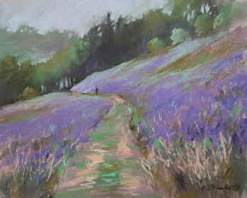 Картина пастелью Сиреневые склоны