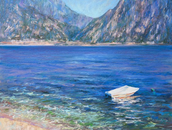 Картина пастелью Озеро Гарда