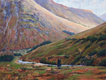 Картина пастелью У подножия гор