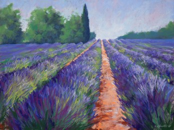 Картина пастелью Лаванда. Прованс