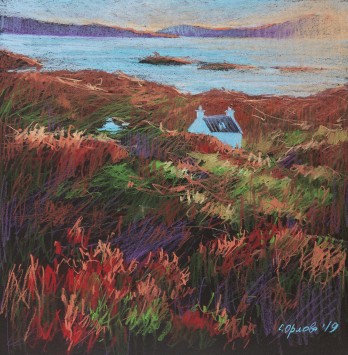 Картина пастелью Ветер в травах