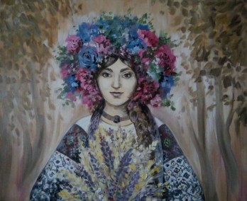 Картина маслом Украинская девушка. Этно