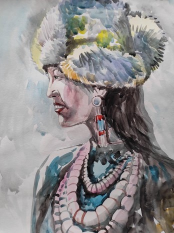Картина акварелью Женский портрет восточной красавицы