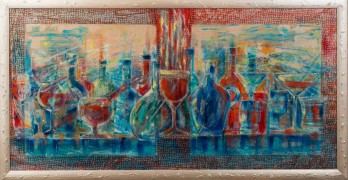 Картина маслом Парижская синяя и венецианская красная