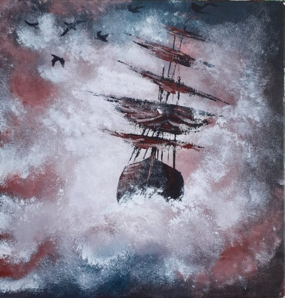 Картина акрилом Одинокий парусник