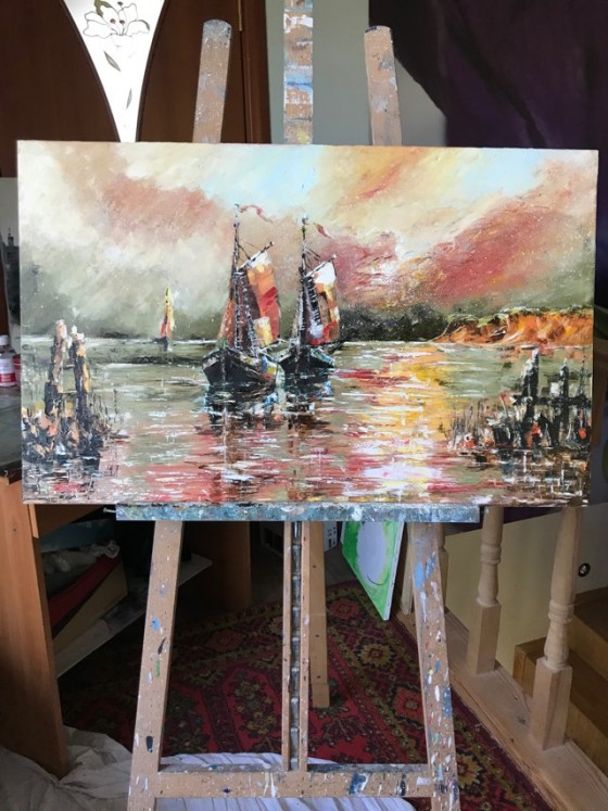 Картина маслом Корабли