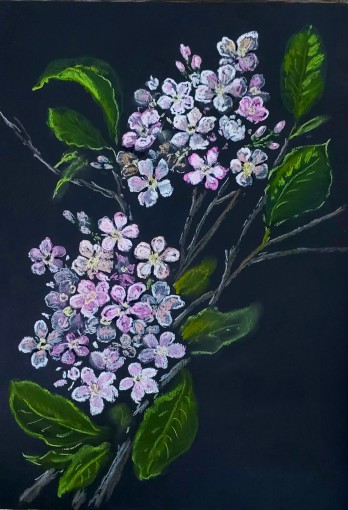 Картина пастелью Яблони цвет