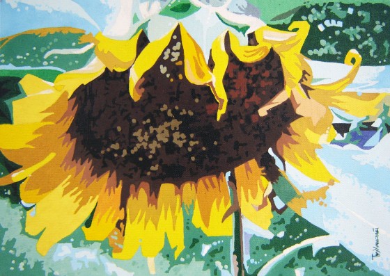 Картина акрилом Подсолнух