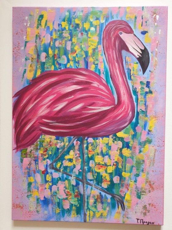 Картина акрилом Интерьерная картина "Розовый фдаминго"