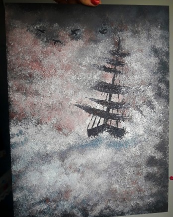 Картина акрилом Шторм у морі