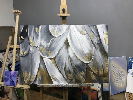 Картина акрилом Перья 