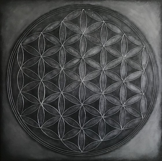 Картина в смешанной технике Цветок Жизни