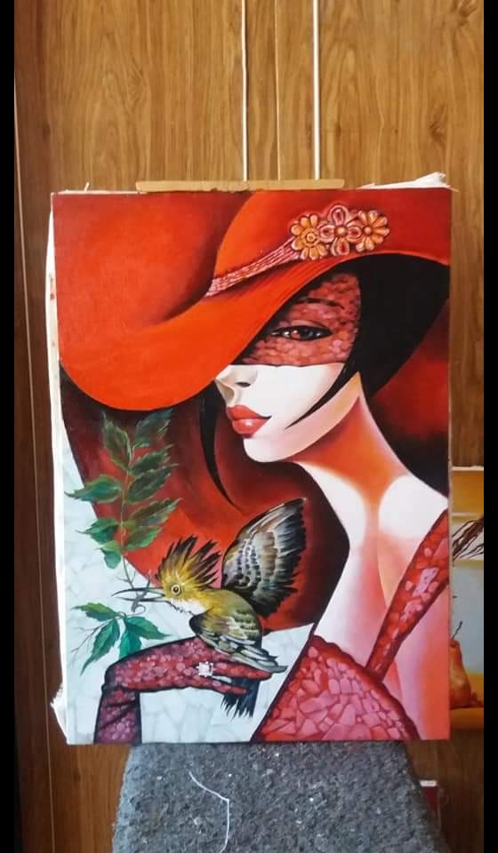 Картина маслом Девушка в шляпе