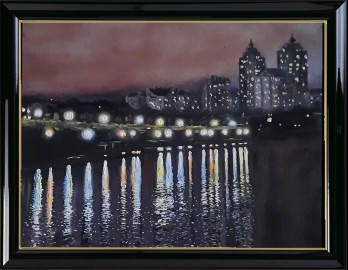 Картина маслом Night city. Obolon