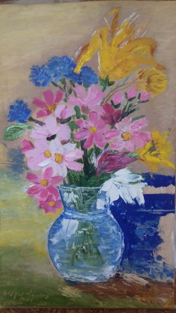Картина маслом Картина маслом "Цветы в вазе" Оргалит 22×37 