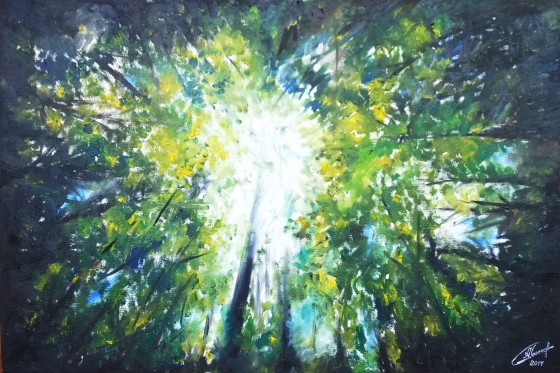 Картина маслом Лежа на траве