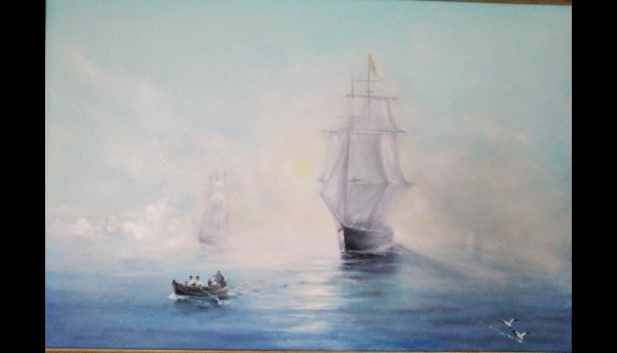 Картина маслом Военный корабль