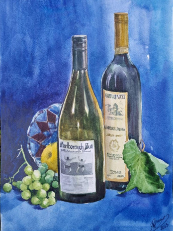 Картина акварелью Біле вино
