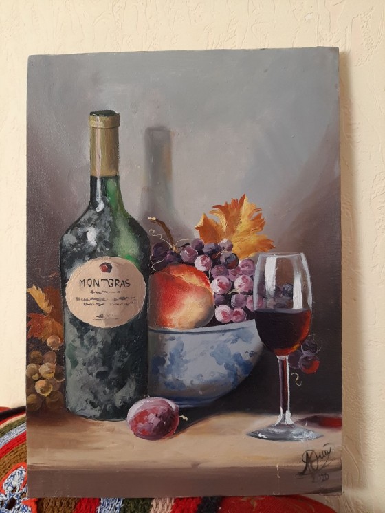 Картина маслом Вино с фруктами