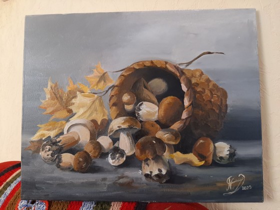 Картина маслом Белые грибы