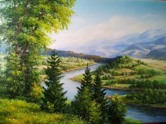 Картина маслом Літо в Карпатах
