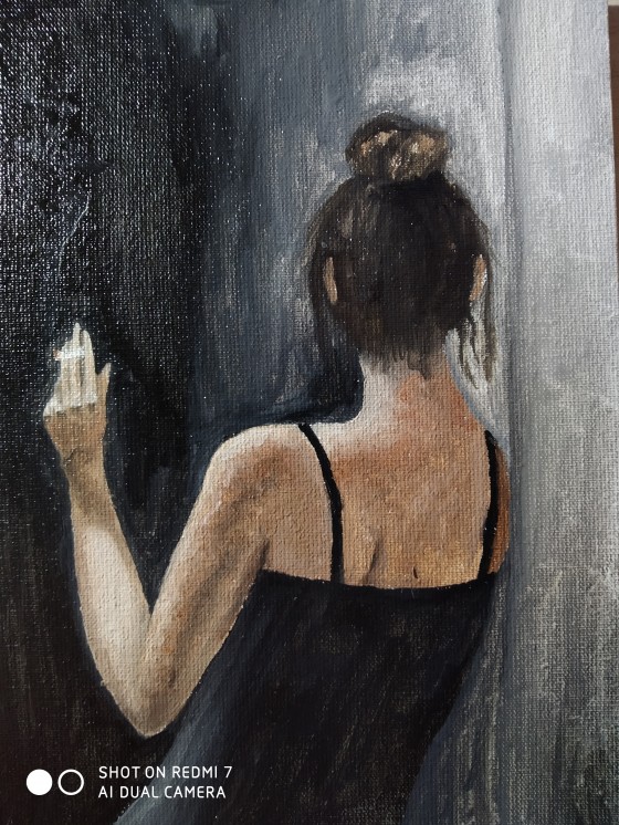 Картина маслом Курящая девушка