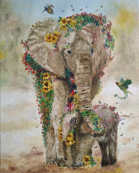 Картина маслом Слонёнок
