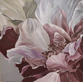 Картина в смешанной технике Пион